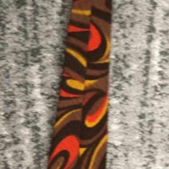 Vintage Psychedelic Tie Original Cotton Wool Blend Swirl Pattern Old - Picture 8 of 10